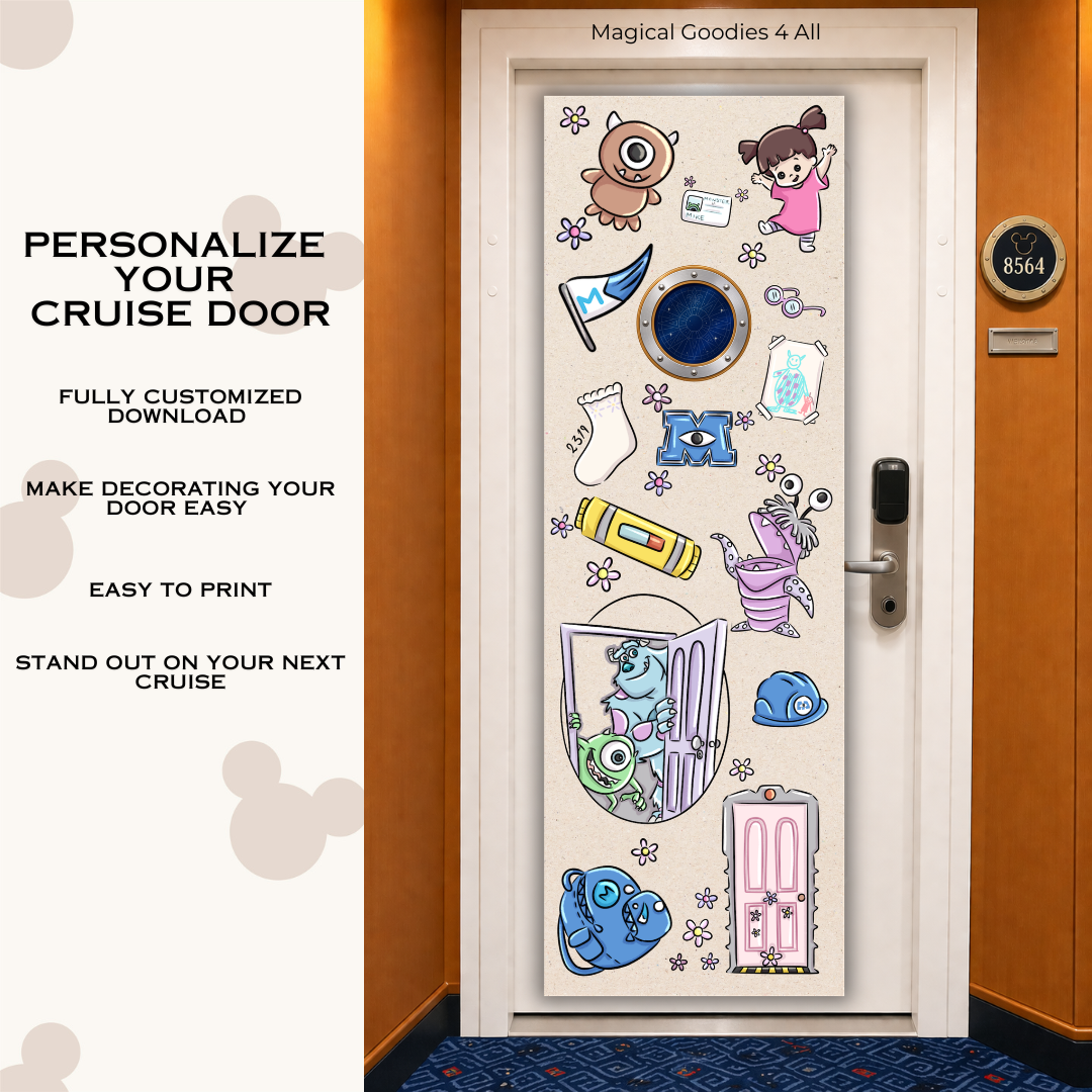 Personalized Monsters Inc Cruise Door Banner Digital Download | Custom Disney Cruise Cabin Door Decor Printable