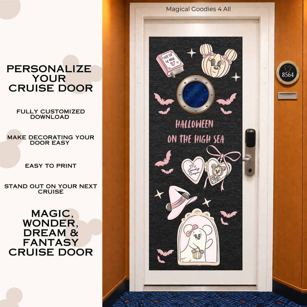 Halloween on the High Sea Cruise Door Banner | Disney Cruise Inspired Door Decoration | Personalized Cruise Door Sign Digital Download