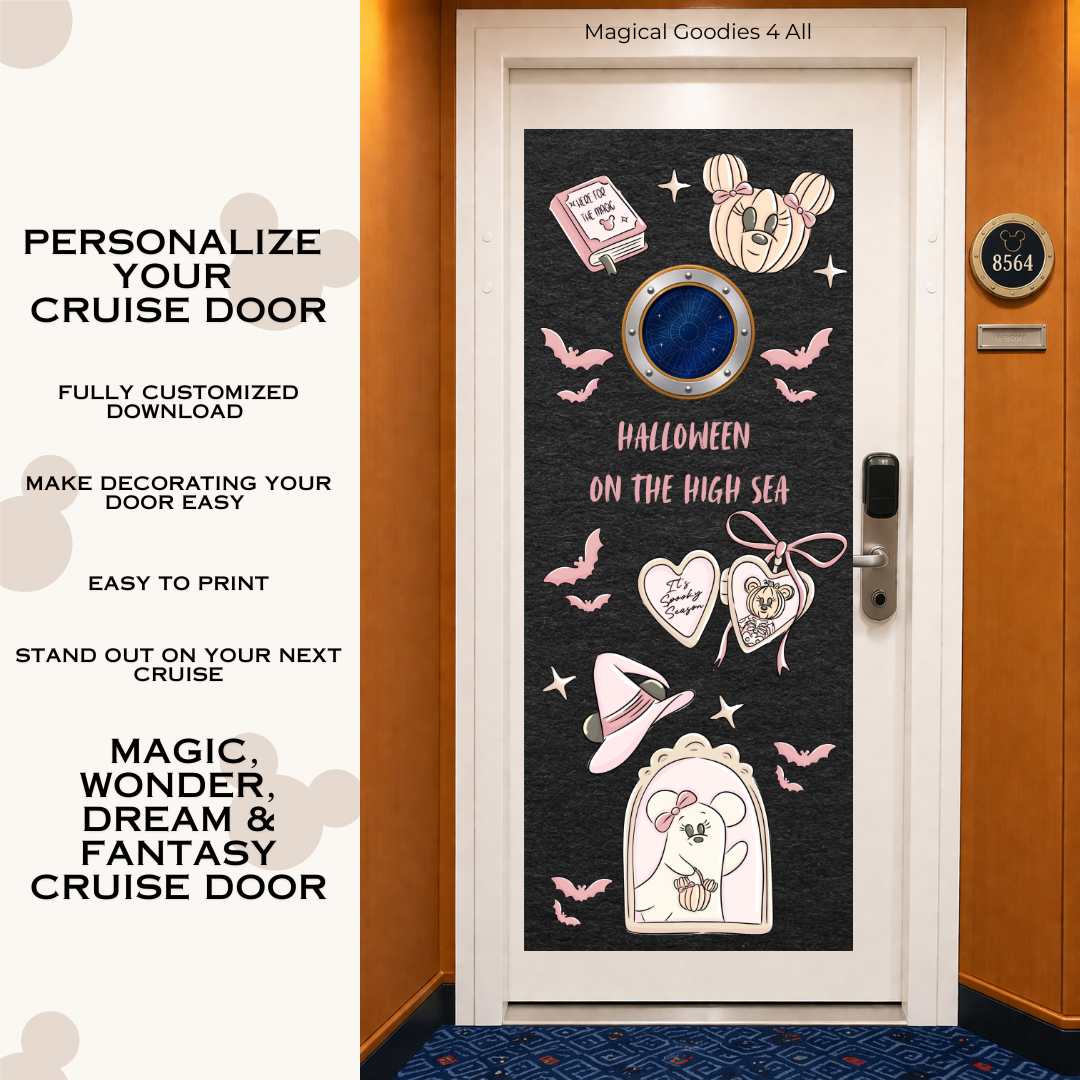 Halloween on the High Sea Cruise Door Banner | Disney Cruise Inspired Door Decoration | Personalized Cruise Door Sign Digital Download