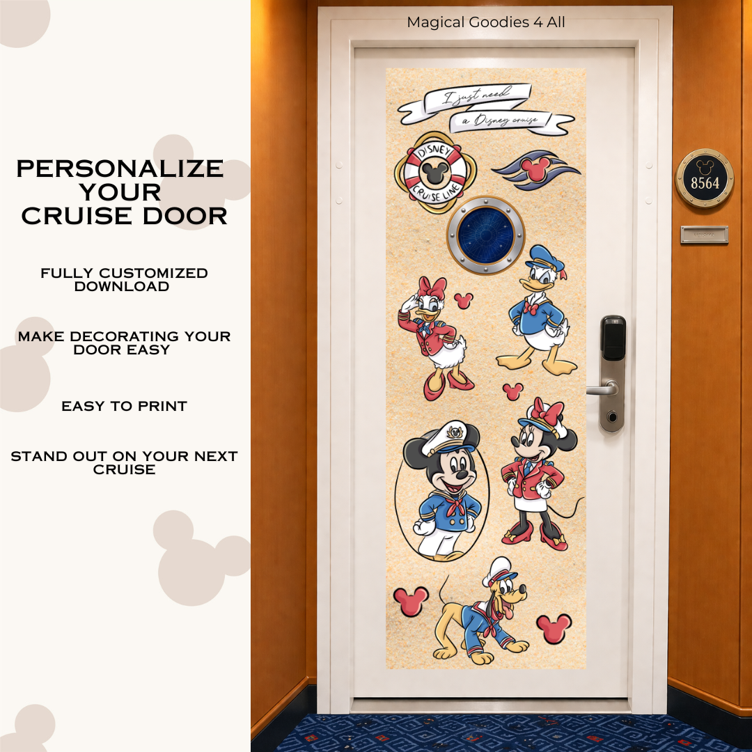 Disney Cruise Inspired Door Banner with Custom Room Number | Cruise Cabin Door Decoration | Digital Download