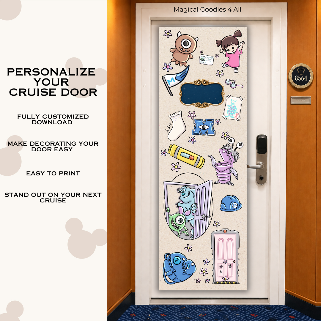Personalized Monsters Inc Cruise Door Banner Digital Download | Custom Disney Cruise Cabin Door Decor Printable