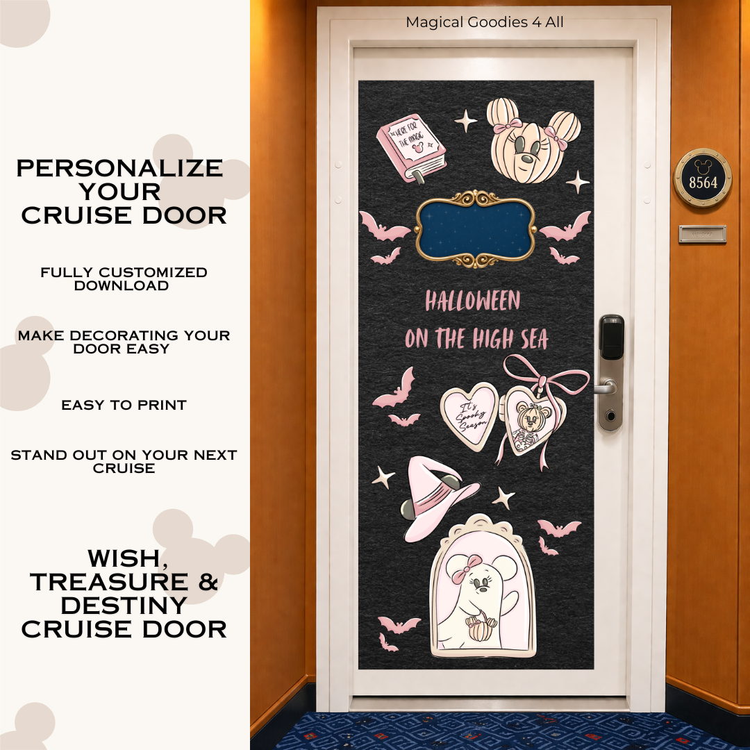 Halloween on the High Sea Cruise Door Banner | Disney Cruise Inspired Door Decoration | Personalized Cruise Door Sign Digital Download