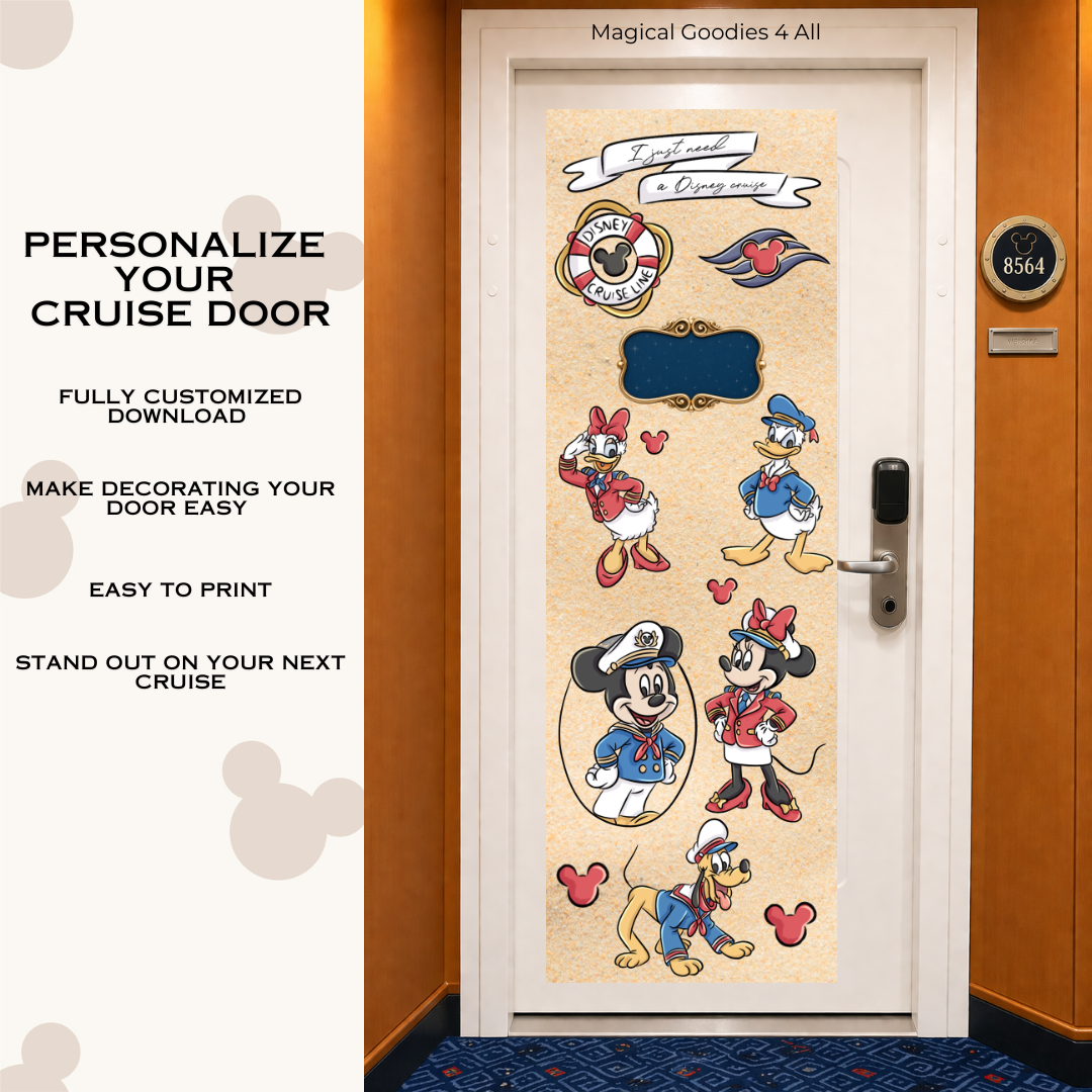 Disney Cruise Inspired Door Banner with Custom Room Number | Cruise Cabin Door Decoration | Digital Download