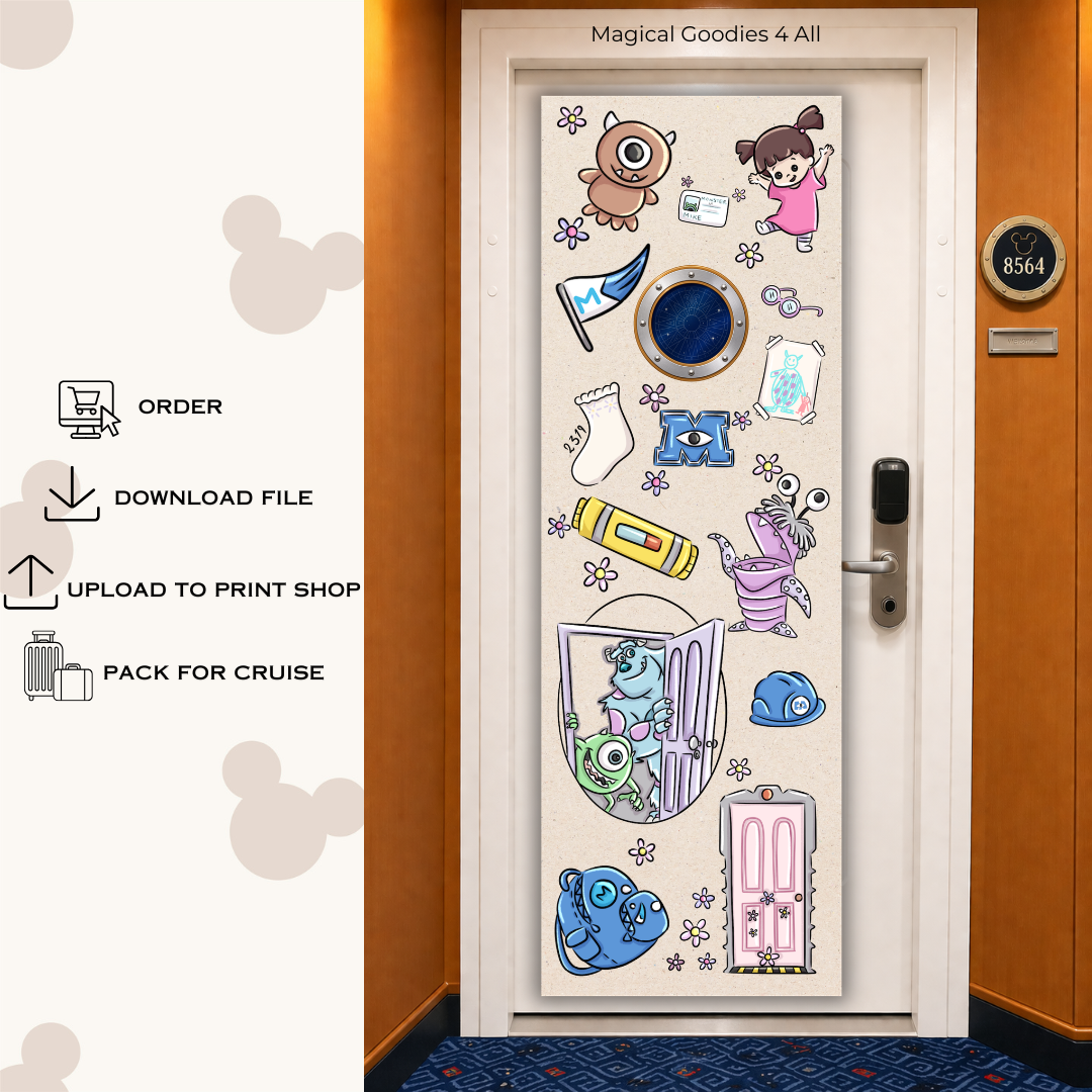 Personalized Monsters Inc Cruise Door Banner Digital Download | Custom Disney Cruise Cabin Door Decor Printable