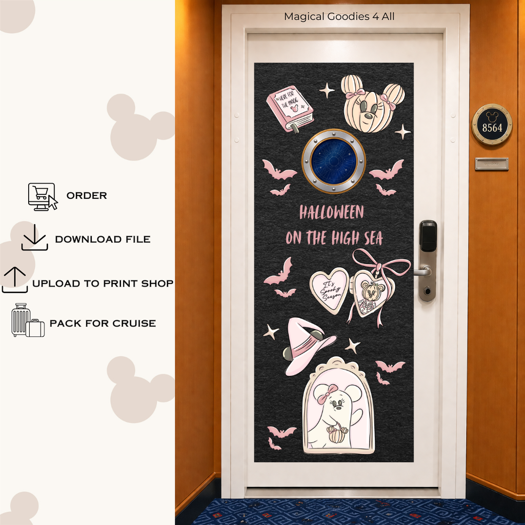 Halloween on the High Sea Cruise Door Banner | Disney Cruise Inspired Door Decoration | Personalized Cruise Door Sign Digital Download