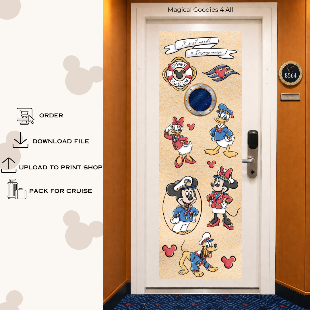 Disney Cruise Inspired Door Banner with Custom Room Number | Cruise Cabin Door Decoration | Digital Download