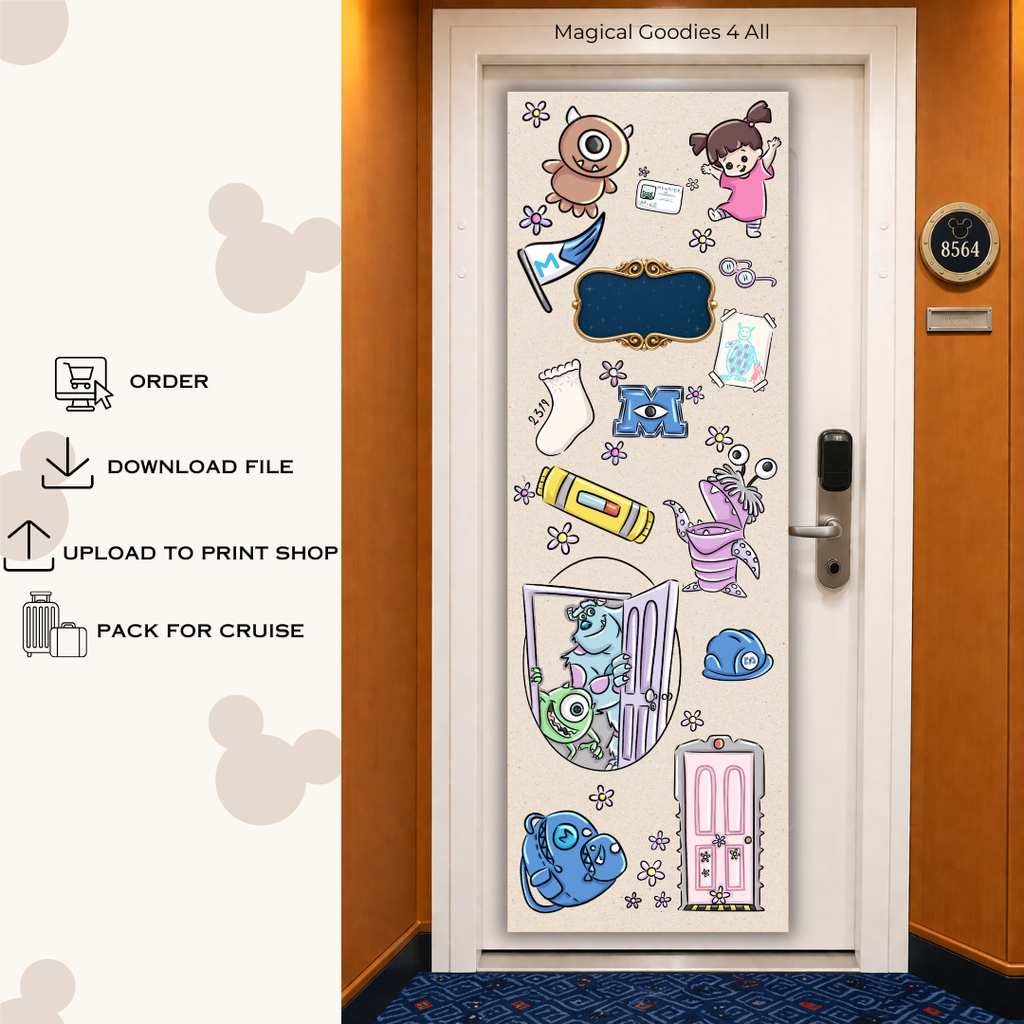 Personalized Monsters Inc Cruise Door Banner Digital Download | Custom Disney Cruise Cabin Door Decor Printable