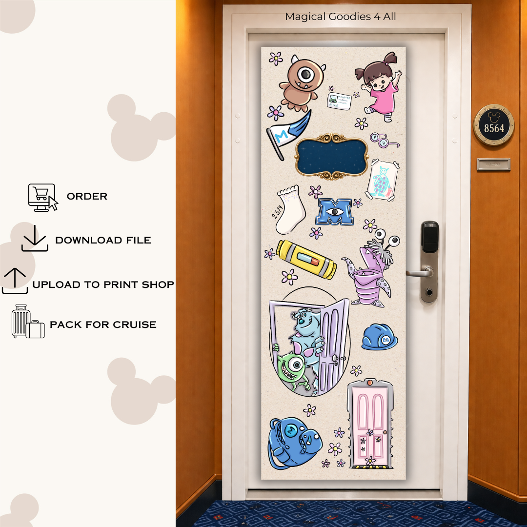 Personalized Monsters Inc Cruise Door Banner Digital Download | Custom Disney Cruise Cabin Door Decor Printable