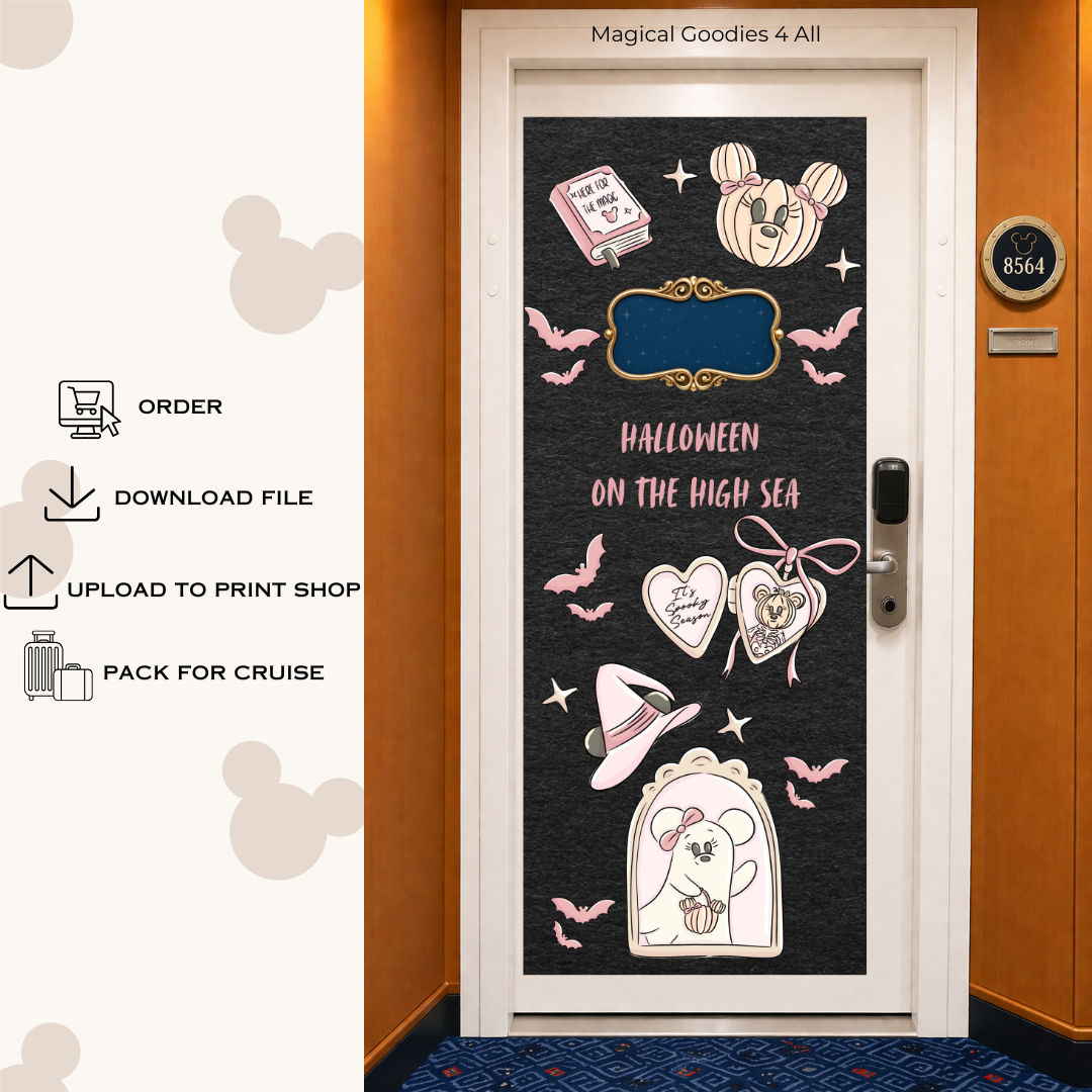 Halloween on the High Sea Cruise Door Banner | Disney Cruise Inspired Door Decoration | Personalized Cruise Door Sign Digital Download